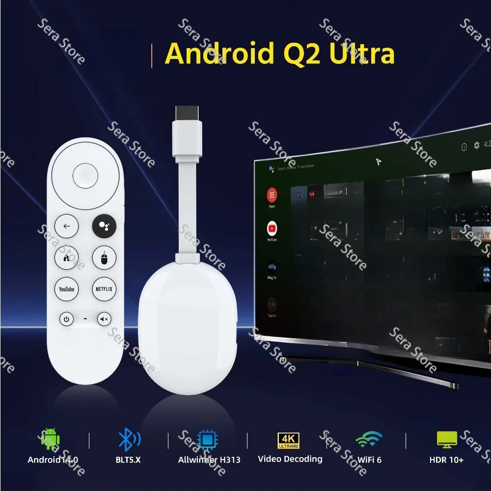 2025 New Android 14.0 TV Stick Google Voice 2gb 16GB Mortal Q2 2.4G/5ghz WIFI Hot Sale