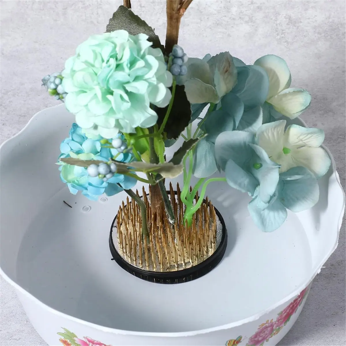 HGHO 4 Pcs Japanese Kenzan Kit for Flower Arrangement,2.4in Round,1.6in Square,2.1in X 1.4in Rectangle & 1.in Round