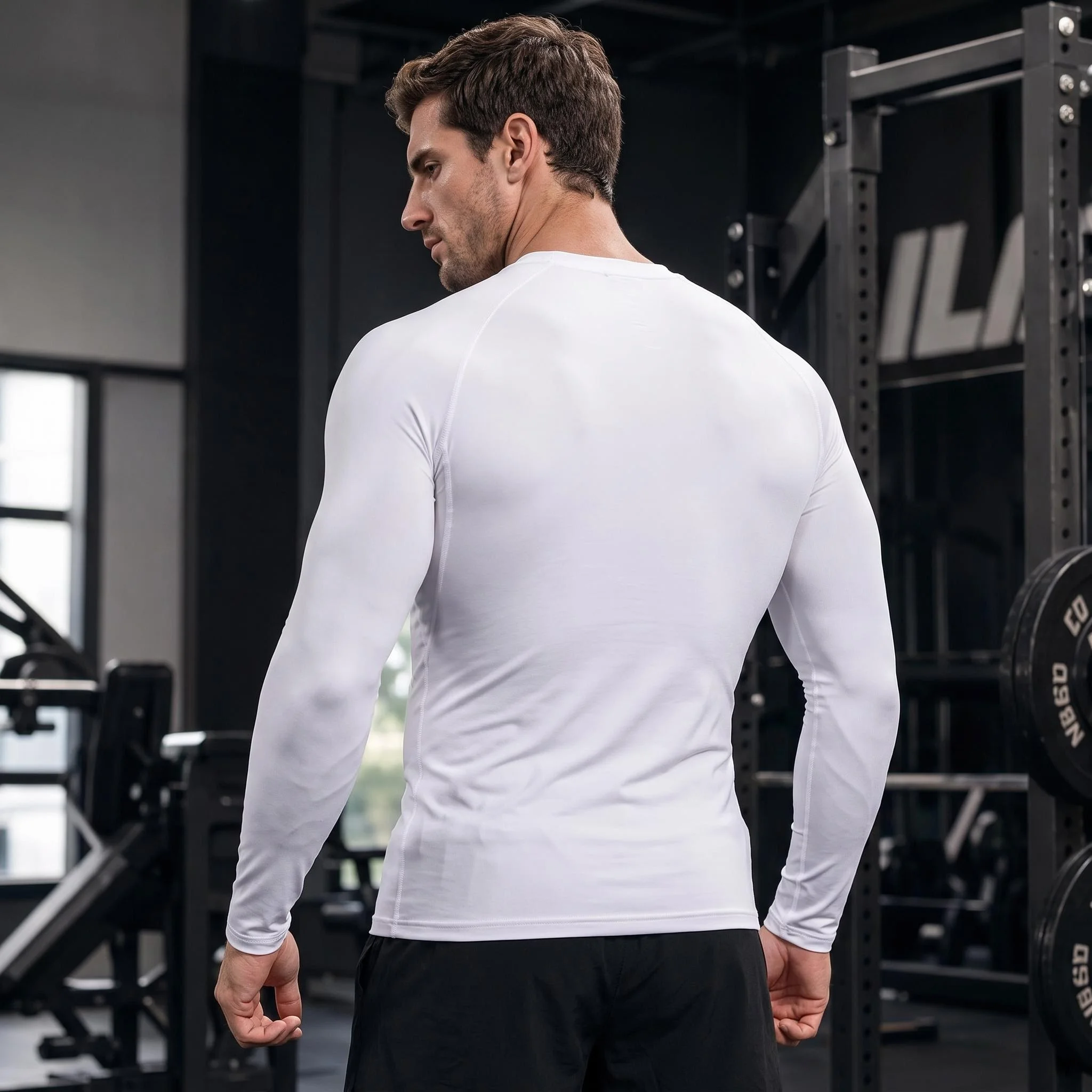 Mens Tight Compression Long Sleeve Shirt Elastic Sports Base Layer Top for Gym Fitness Training Running Autumn Spring
