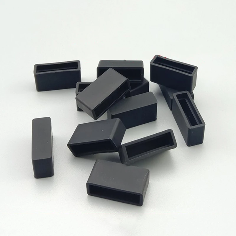 Rectangular Silicone Rubber Protect Caps Double-row In-line Soft Sheath Black Square Silicone Rubber End Caps