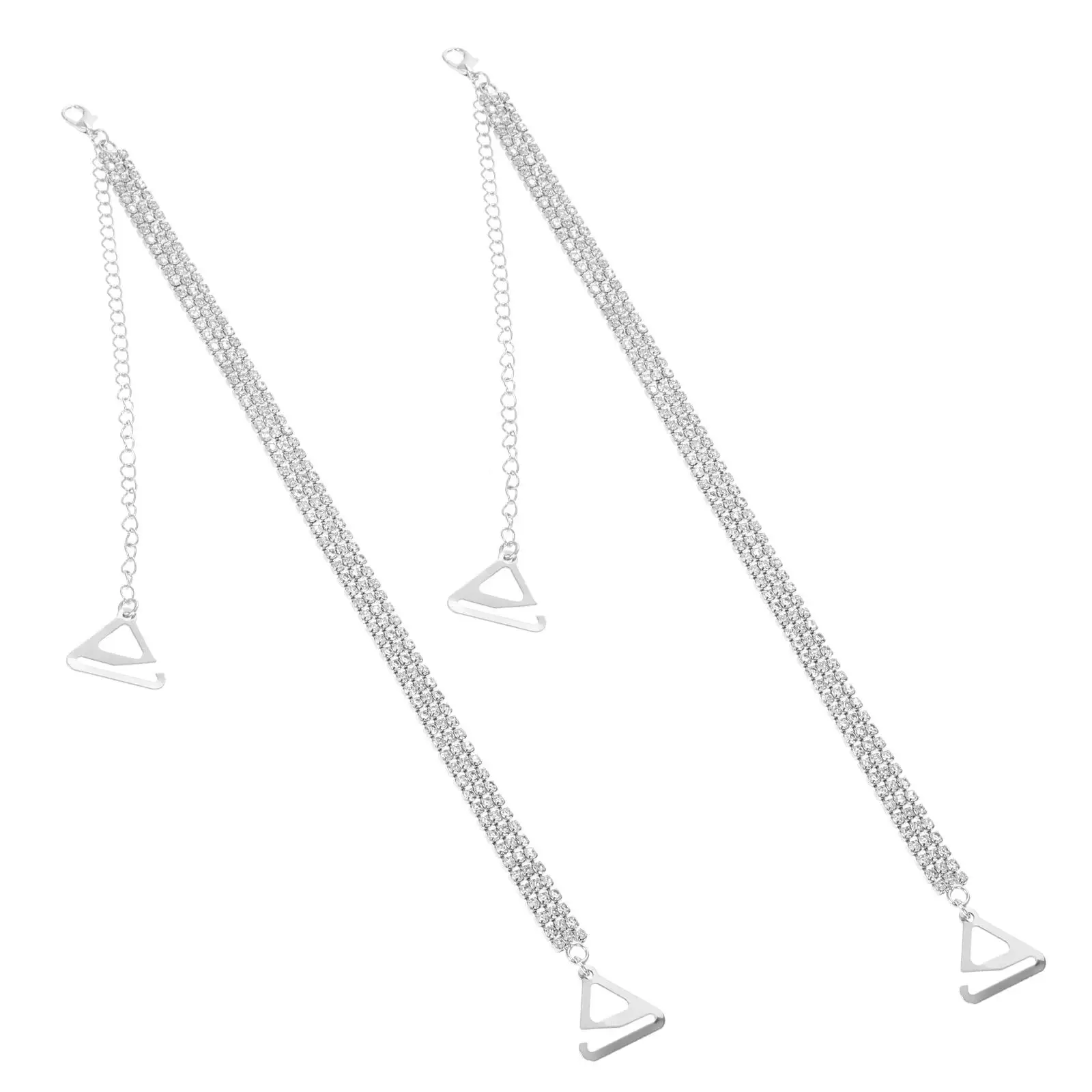 

Rhinestone Silver Long Adjustable Non Slip Underwear Strap Non-Slip Bra Strap Holder Durable Bra Buckles Fashionable