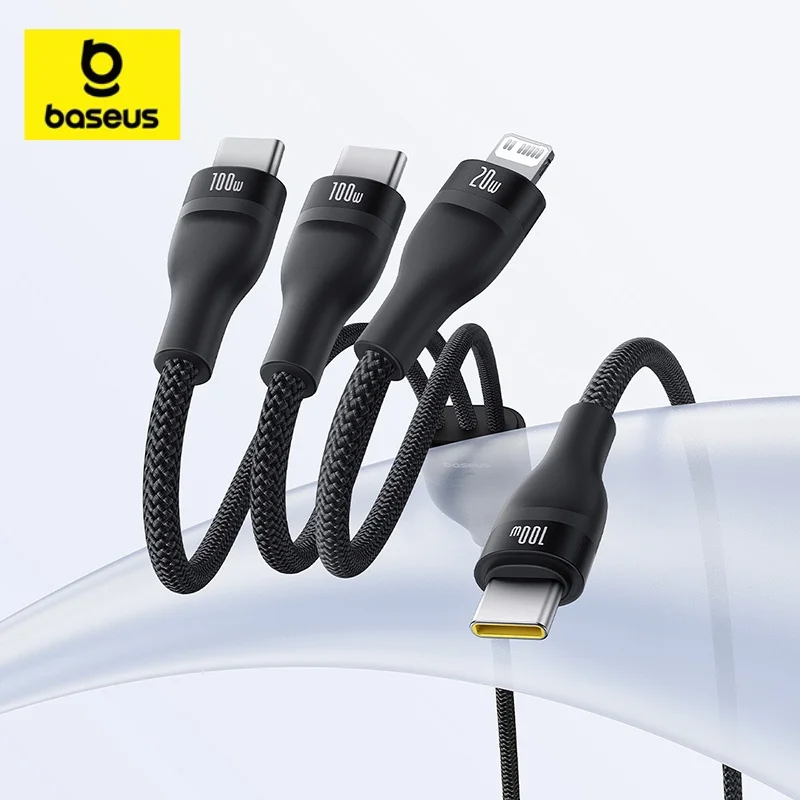 

Baseus 3 в 1 USB-кабель типа C для iPhone 16 15 14 13 Pro Max 100 Вт Кабель USB C для быстрой зарядки для Samsung Xiaomi Huawei Macbook