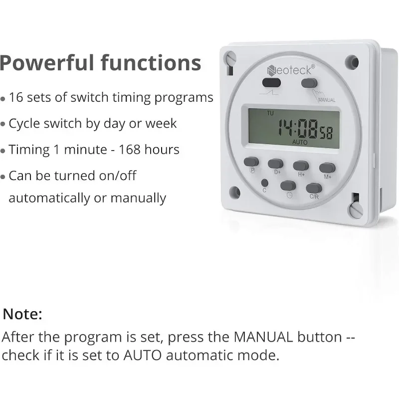 DC 12V 16A Digital Electronic LCD Time Relay Switch Programmable Timer Waterproof with 16 ON/Off Setting Set Wire Connectors