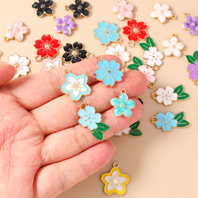 20 Stück niedliche, bunte Emaille-Blumenanhänger zum Basteln von Halsketten, Ohrringen, Armbändern, DIY-Bastelarbeiten und Schmuckzubehör ﻿ – Detail 2