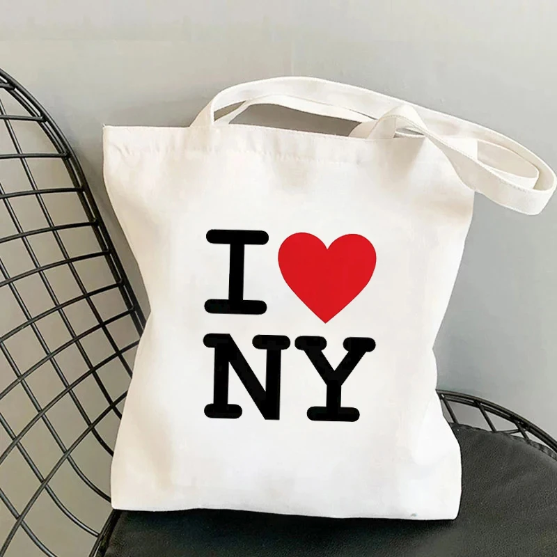 Paris New York Love Printed Shoulder Handbag Large Capacity Simple Sports Souvenir Tote Bag Travel Portable Shopping Storage Bag