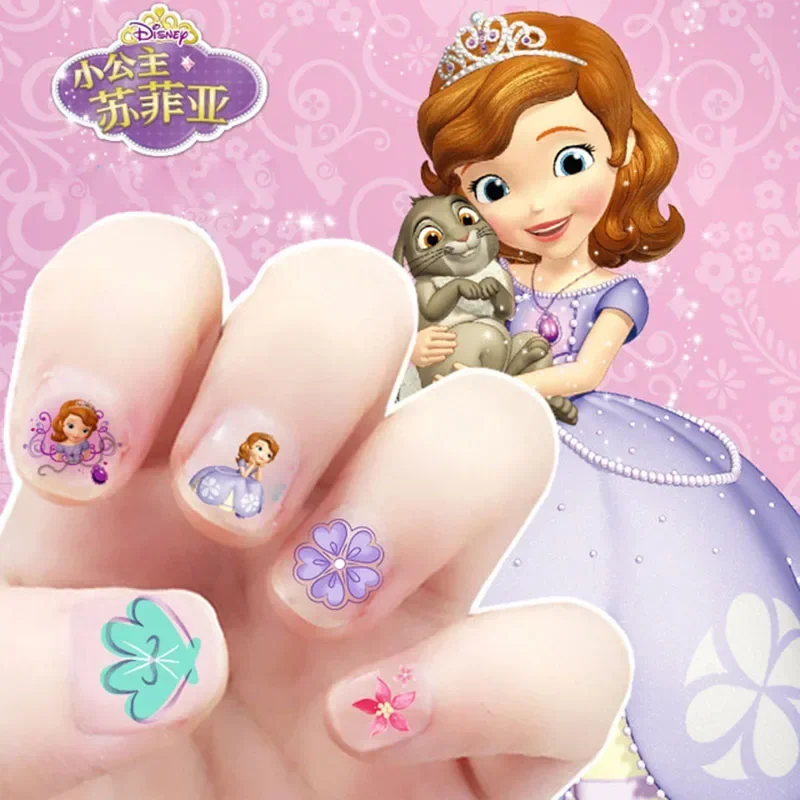 Disney Princess Cartoon Nail Stickers Anime Figures Frozen Elsa Ariel Belle Makeup Nail Stickers Toys for Girls Birthday Gifts