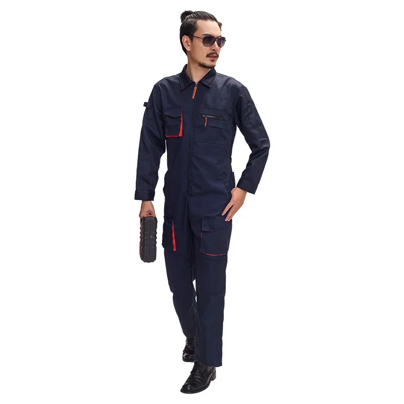 Professional Workwear Uniform Durable Mechanic Jumpsuit For Auto Repair Shop Workers With Pockets