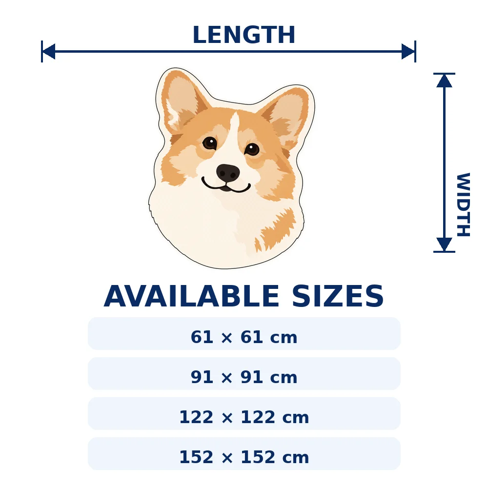 Corgi Face Shaped Area Rug, Cute Dog Floor Mat for Bedroom Living Room Entryway, Cozy Practical Pet Lover Home Decor and Gift