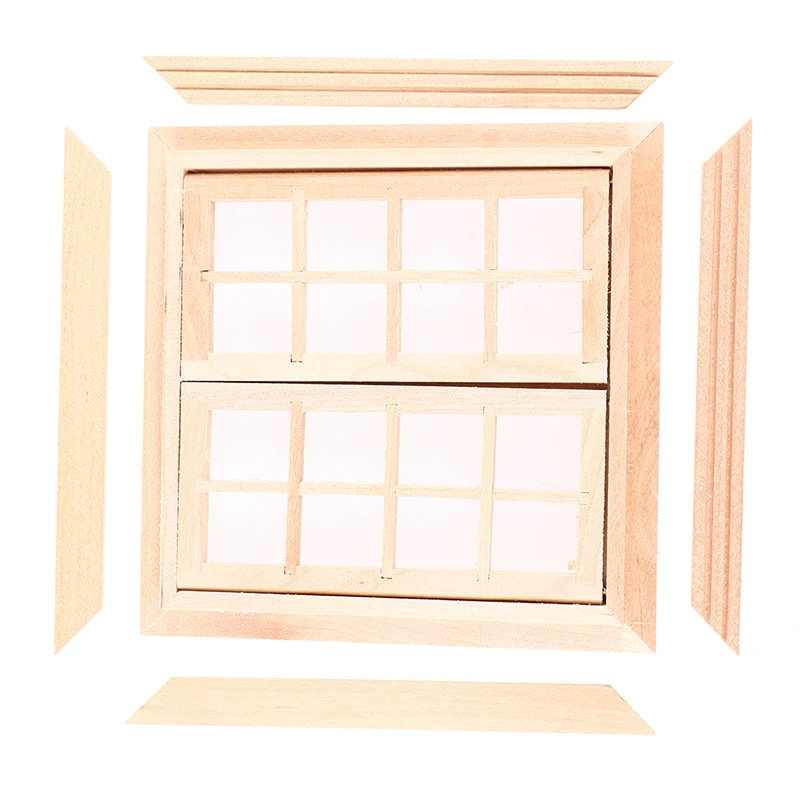 

1:12 Dollhouse Miniature Square Window 16 Grids Windows Door Model Home Decor