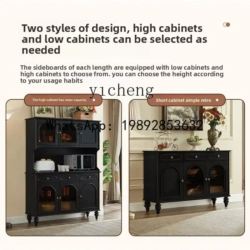 

CC Black Walnut Solid Wood Sideboard Living Room Vintage Storage Cabinet Dining Room Organizer for Dishes and Drinks
