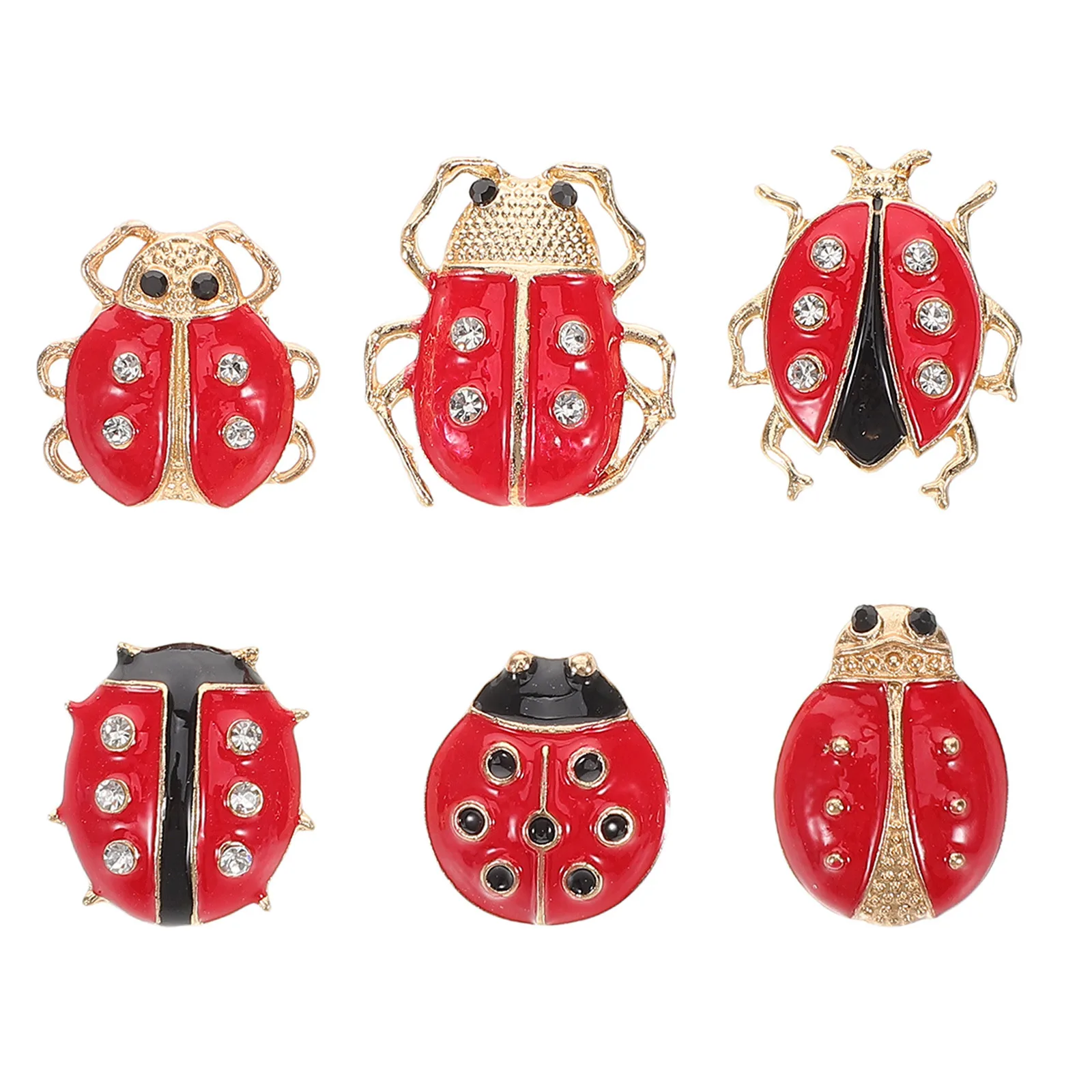 

6Pcs Ladybug Brooches Cartoon Steampunk Animal Pins Set Lapel Badge for Shirts Jackets Bags Brooches Pins Set Ladybug Jewelry