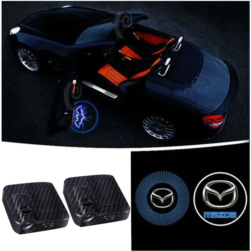 2PCS Car Door Projector Lamps LED Welcome Shadow Light for Mazda CX3 CX4 CX5 CX7 CX9 RX7 Axela MX5 CX30 Atenza Accessories