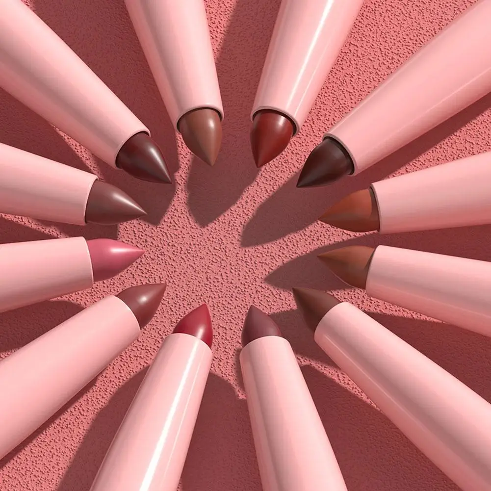 Conjunto de canetas de delineador labial fosco de 6 peças, cosméticos faciais femininos suaves de contorno natural de longa duração 24 horas