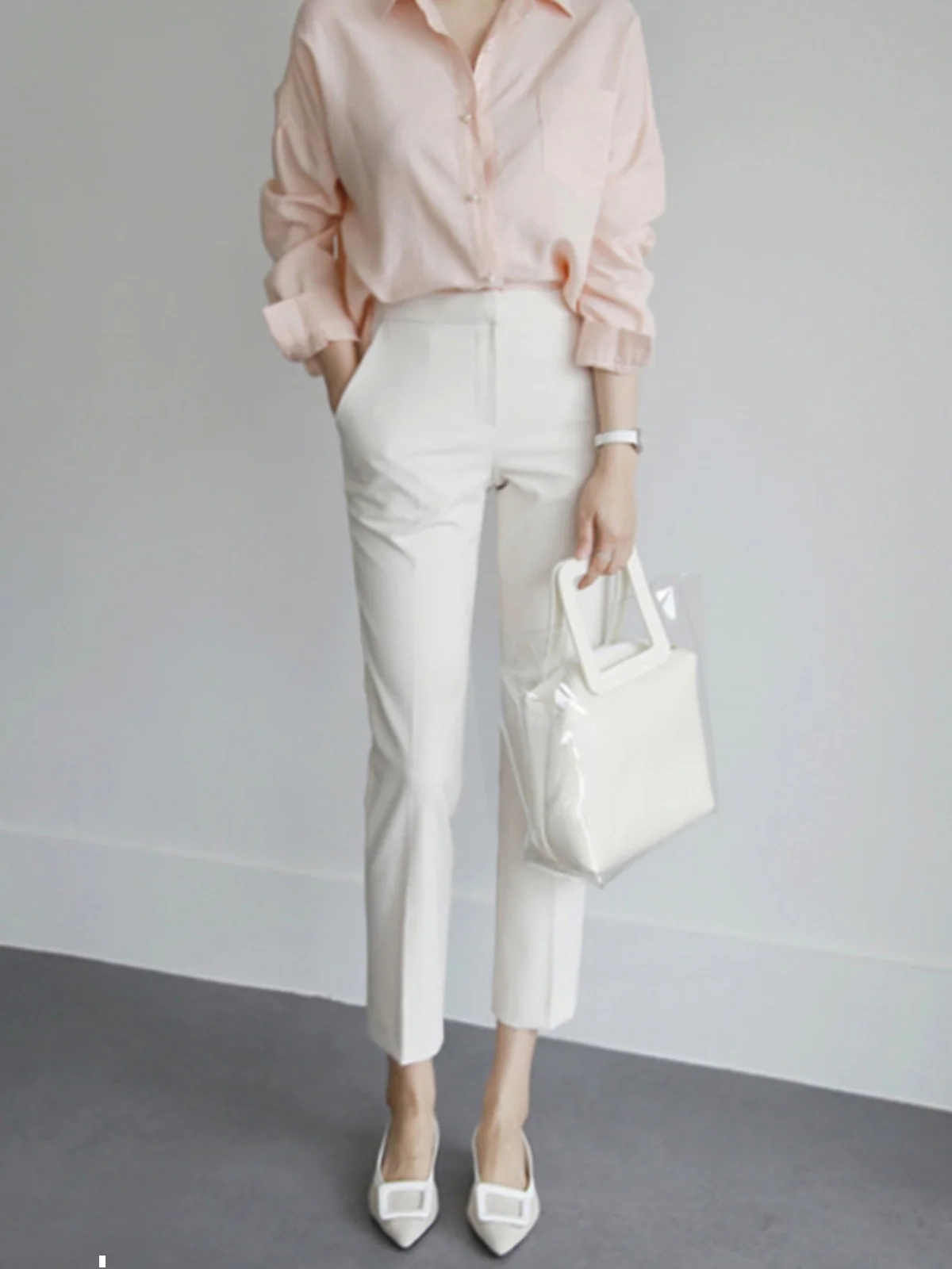 White Straight Leg Pants Women's Casual Suit Pants Spring Autumn New Style Professional OL West Pants Smoke Tube Pants