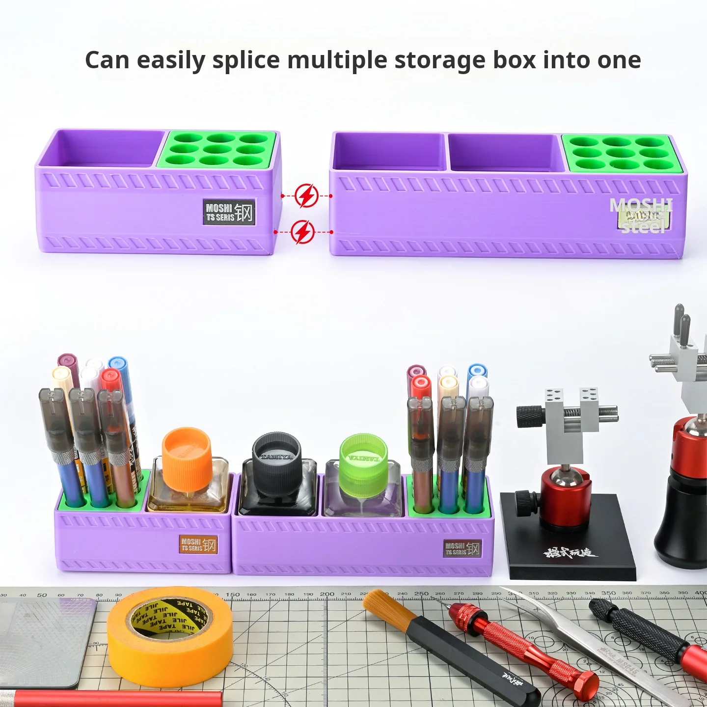 MSWZ Magnetic Accessory Glue Tool Storage Box TS-009 Portable Desktop Storage Box for Holds Glue Panel Liner Drills/Markers