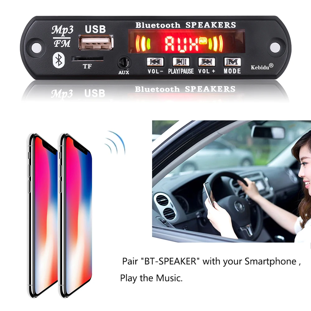 6W wzmacniacz DIY MP3 WMA WAV APE FLAC płyta dekodera 12V 3 W Bluetooth 5.0 nagrywanie rozmów USB TF FM Radio Mp3 odtwarzacz muzyki głośnik