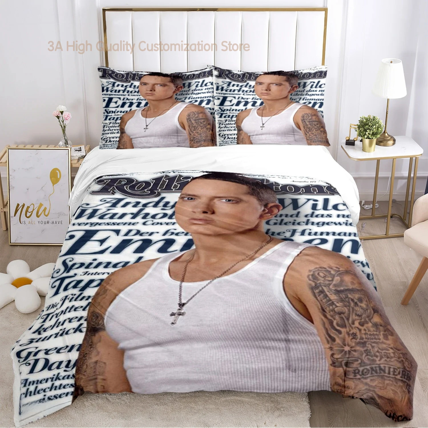 

Eminem hip-hop singer All Season Duvet Cover Comforter Bedding sets Soft Quilt Cover and Pillowcases Single/Double/Queen/King