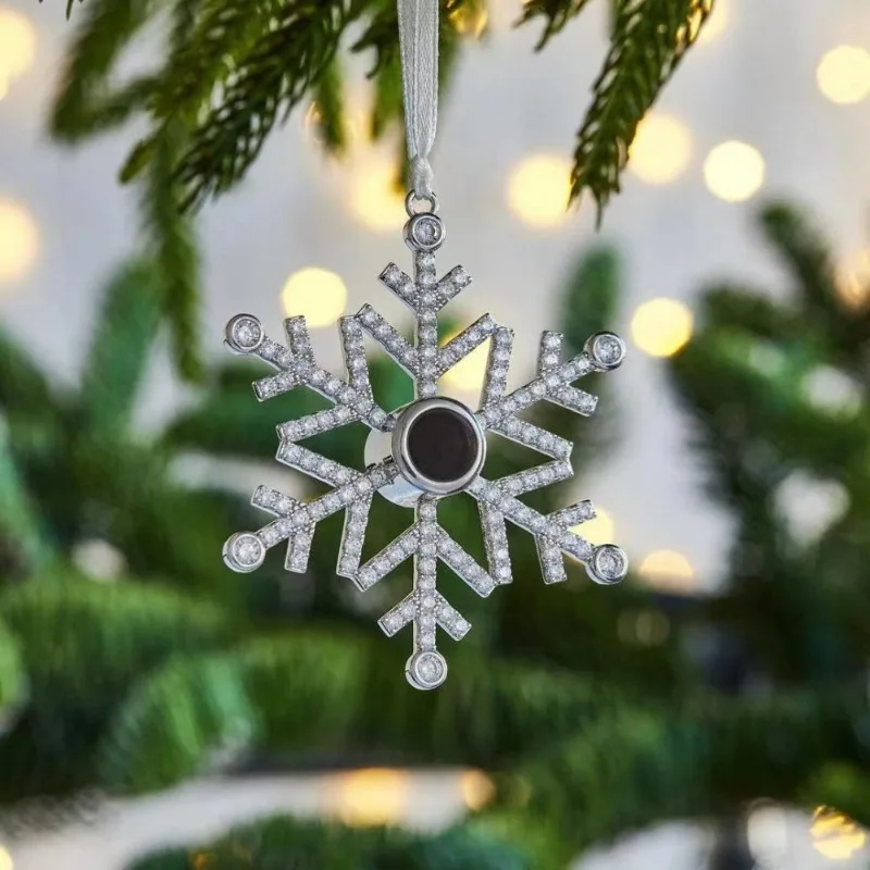 

Персонализированный снежинка, фото орнамент, проекционный кулон, подвесная снежинка, цепочка на рождественскую елку, мемориальный подарок для семьи