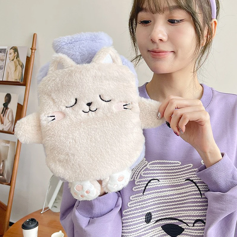 Kawaii Insulation Hot Water Bottle Plush Rubber Hand And Foot Belly Warmer Explosion-proof Hot Water Bag For Women Period Cute