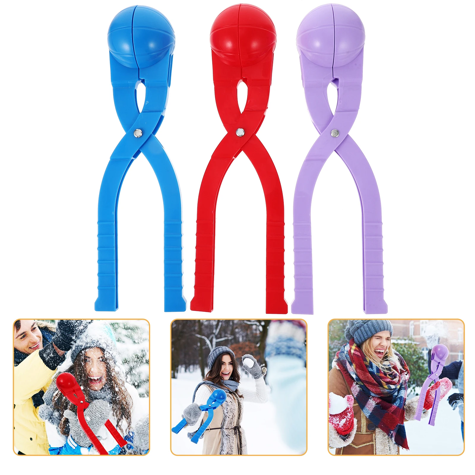 3pcs Maker Kids Winter Outdoor Snow Ball Clip Wet Sand Mud Play Easy Use Flexible Handle Warm Hands Game Gift