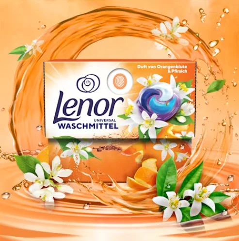 كبسولات لينور يونيفرسال للغسيل بالبرتقال والخوخ 4X10 قطع