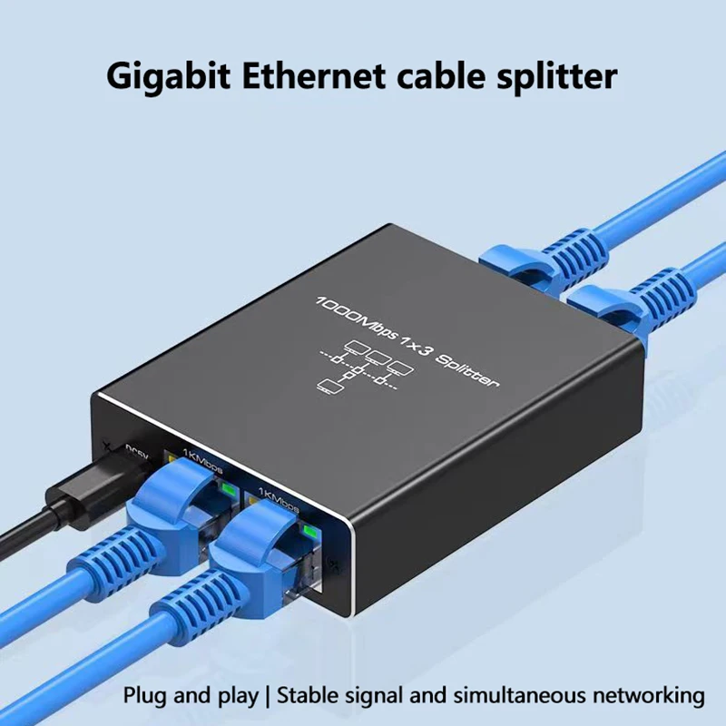 Répartiteur Ethernet 1 à 3 Gigabit LAN 1000Mbps, répartiteur réseau RJ45 pour câble Cat5 Catinspectés Cat6 Cat7 Cat8