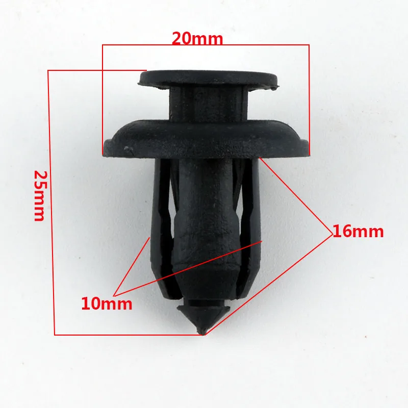 20Pcs 10mm Hole Auto Fastener Bumper Fender Rivet Trim Black Plastic Engine Cover Retainer Clips for Honda Accord CRV Civic