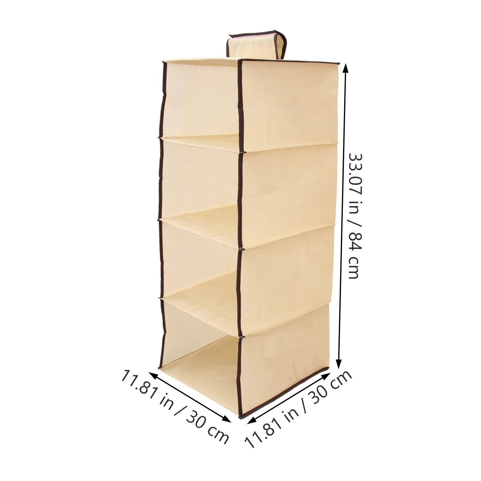 

4 Layers Pocket Non-woven Fabric Hanging Bag Foldable Clothes Storage Organizer Home Wardrobe Hanging Pouch - 30x30x84cm (Beige)
