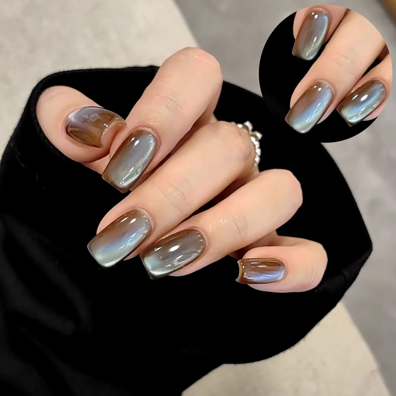 Popular Blue Brown Glass Bead Cat Eye Gel Nail Polish Whitening Ice Clear Two-tone Sea Salt Water Mint Magnet Cat Eye Nail Art