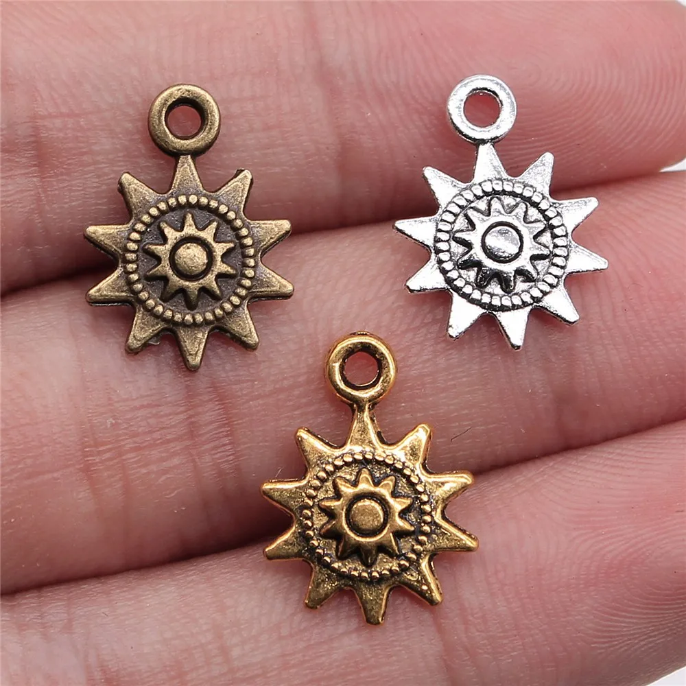 20Pcs/Lot Charms Small Sun 17*12mm Tibetan Gold Bronze Silver Color Pendants Antique Jewelry Making DIY Handmade Craft