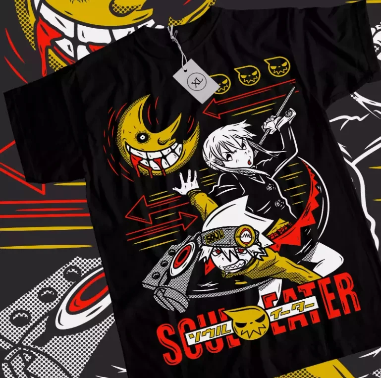 

Summer TShirt Soul Eater T-Shirt Death The Kid Japanese Anime Manga Black Star Shirt All Size Breathable Personalized Loose