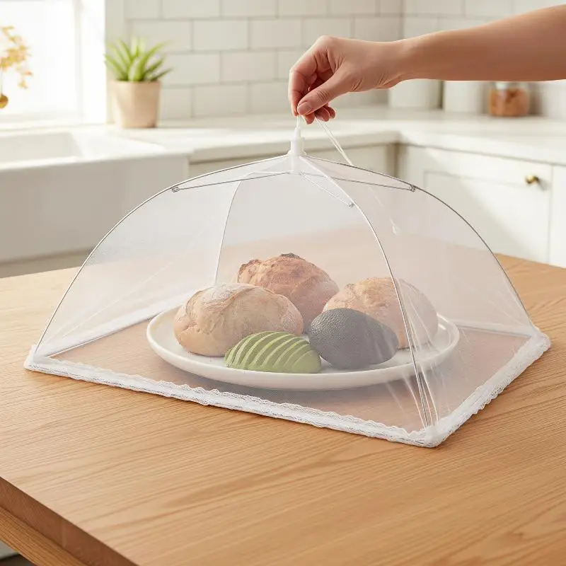 Collapsible Mesh Food Cover With Dense Net Reinforced Frame Keeps Flies Insects Away For Home Kitchen Dining And Outdoor Picnics