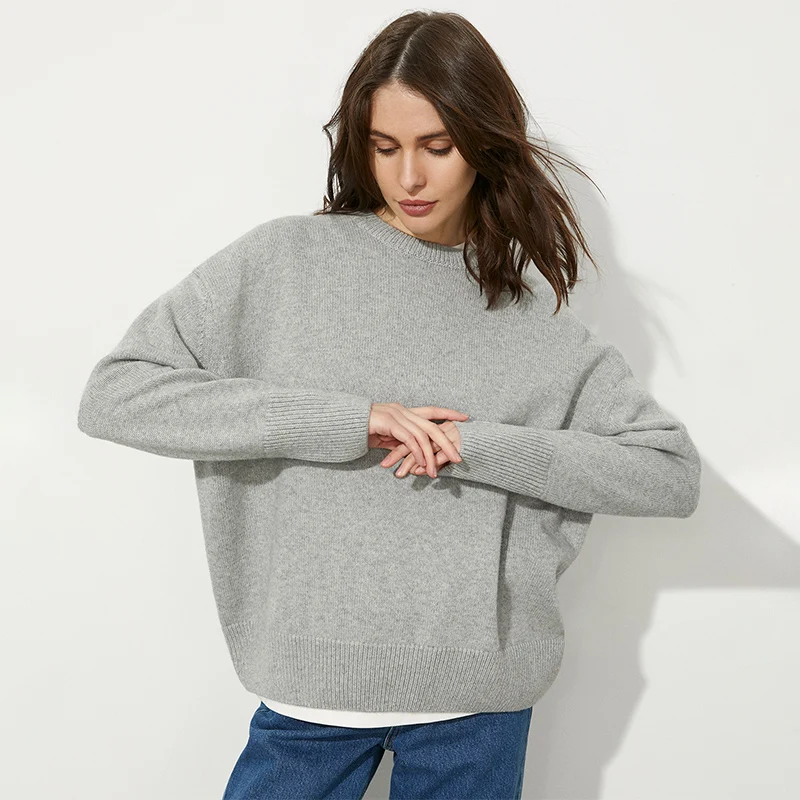 

Winter Stretch Warm O-Neck Pullover Sweater Women Retro Solid Color Loose Knitted Sweater Simple All-Match Innerwear Tops