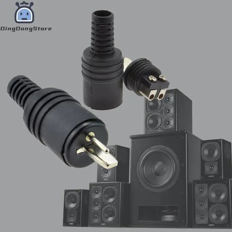 2Pcs/Set 2 Pin Black DIN Plug Speaker And HiFi Connector Screw Terminals Connector Power Signal Plug Adapters