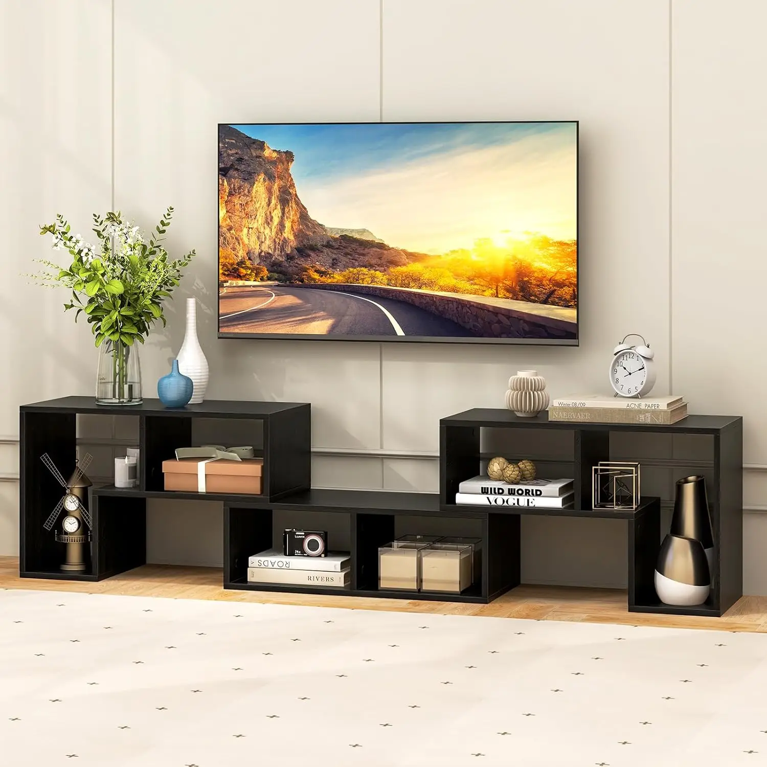 3 Pieces Console TV Stand, Free-Combination Entertainment Center for 50 55 60 65 Inch TV, Minimalist Modern TV Table Media Stand