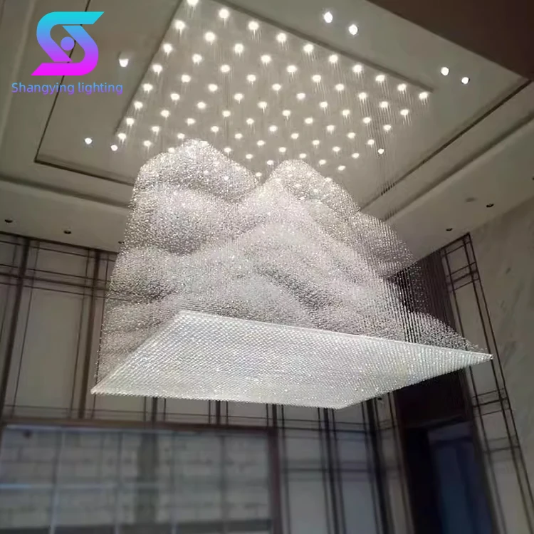 Custom Large Project LED Sculptural Crystal Chandelier Lighting for Hotel Lobby Villa Salon Modern Chrome Ceiling Lamp 220V