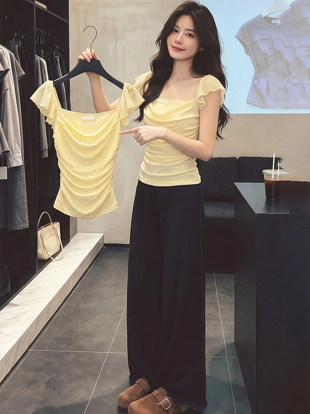 

Slim Fit Fashionable T-Shirt Gentle Style Versatile Top for Summer 2026 Women's Korean Style Silk Blend Short Sleeve Crew Neck