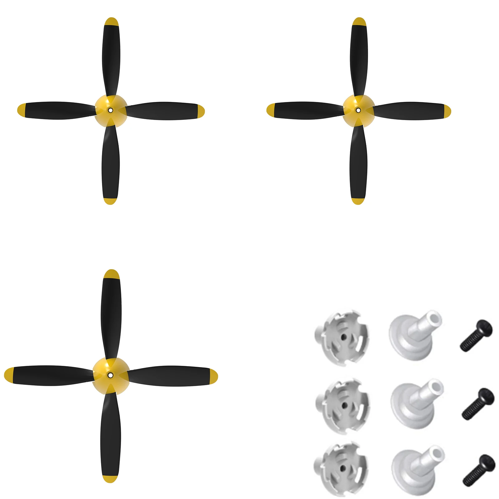 Volantex 3 Sets of Propellers, With Protective Devices and Adapters, Suitable for 761-11 761-12 761-13 P40 BF109 RC Aircraft