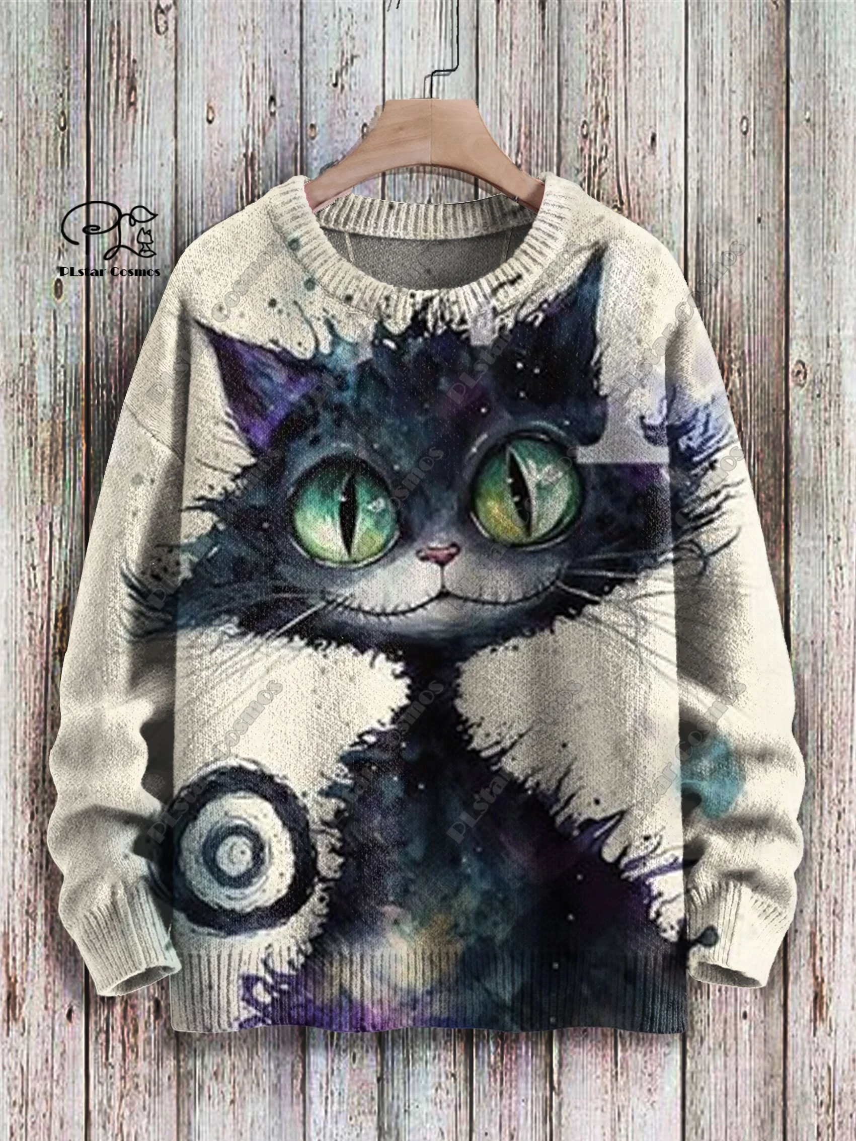 PLstar Cosmos new 3D printed animal series cute cat, dog and deer pattern ugly sweater winter street casual unisex