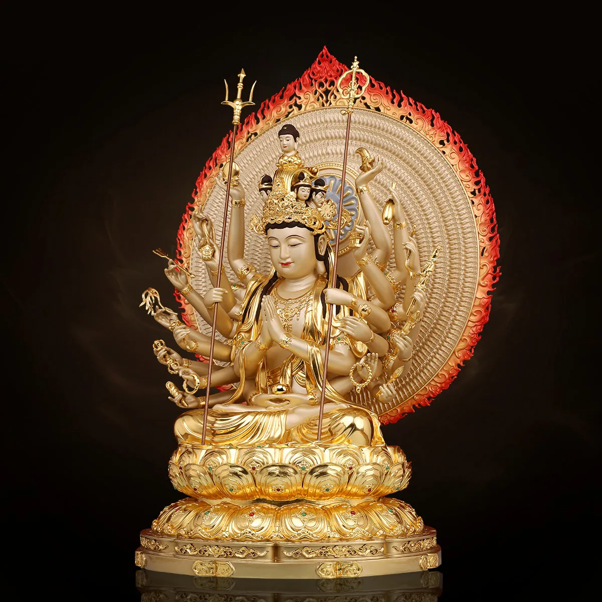CZ all-copper Avalokitesvara Buddha Statue with Thousand Hands and Thousand Eyes  Bodhisattva Sitting with Thousand Hands