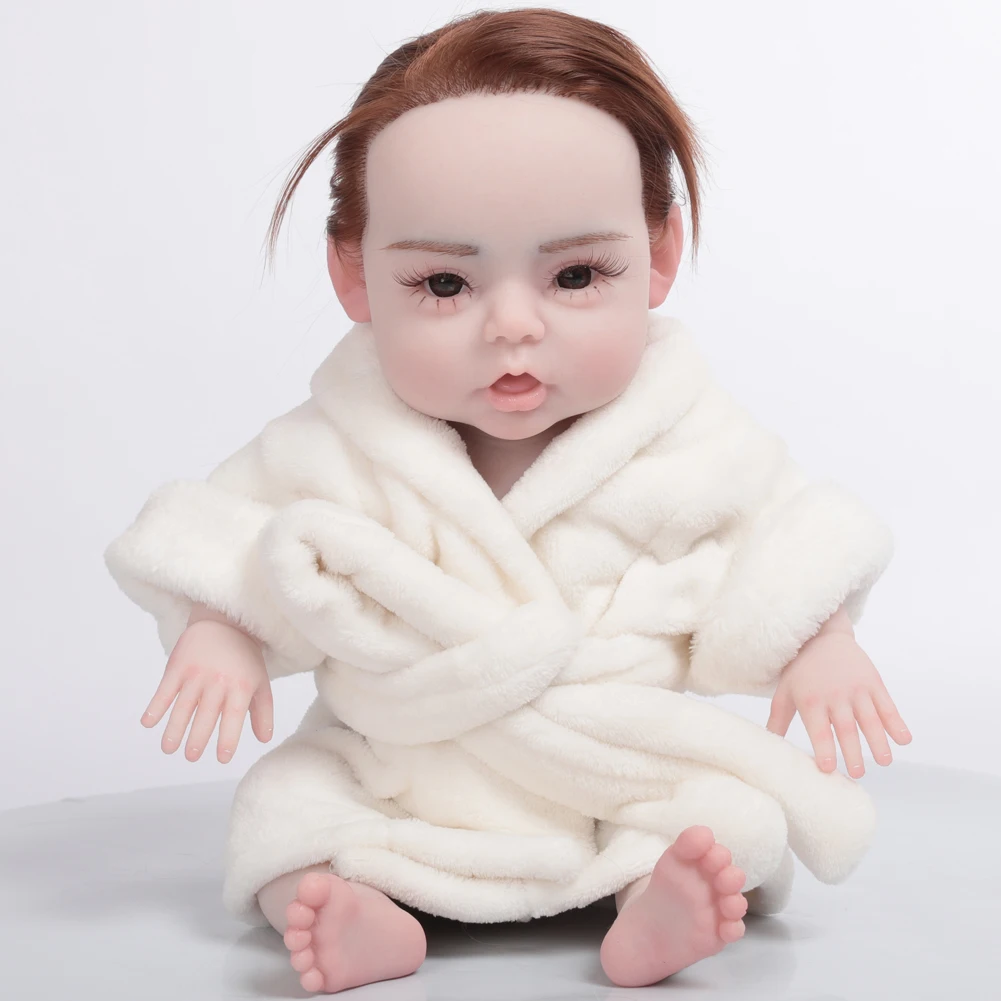 

HERPINKER 45cm Full Body Silicone Bebe Reborn Soft Dolls Realistic Boy Babies Reborn Doll Painted Lifelike Toys for Children