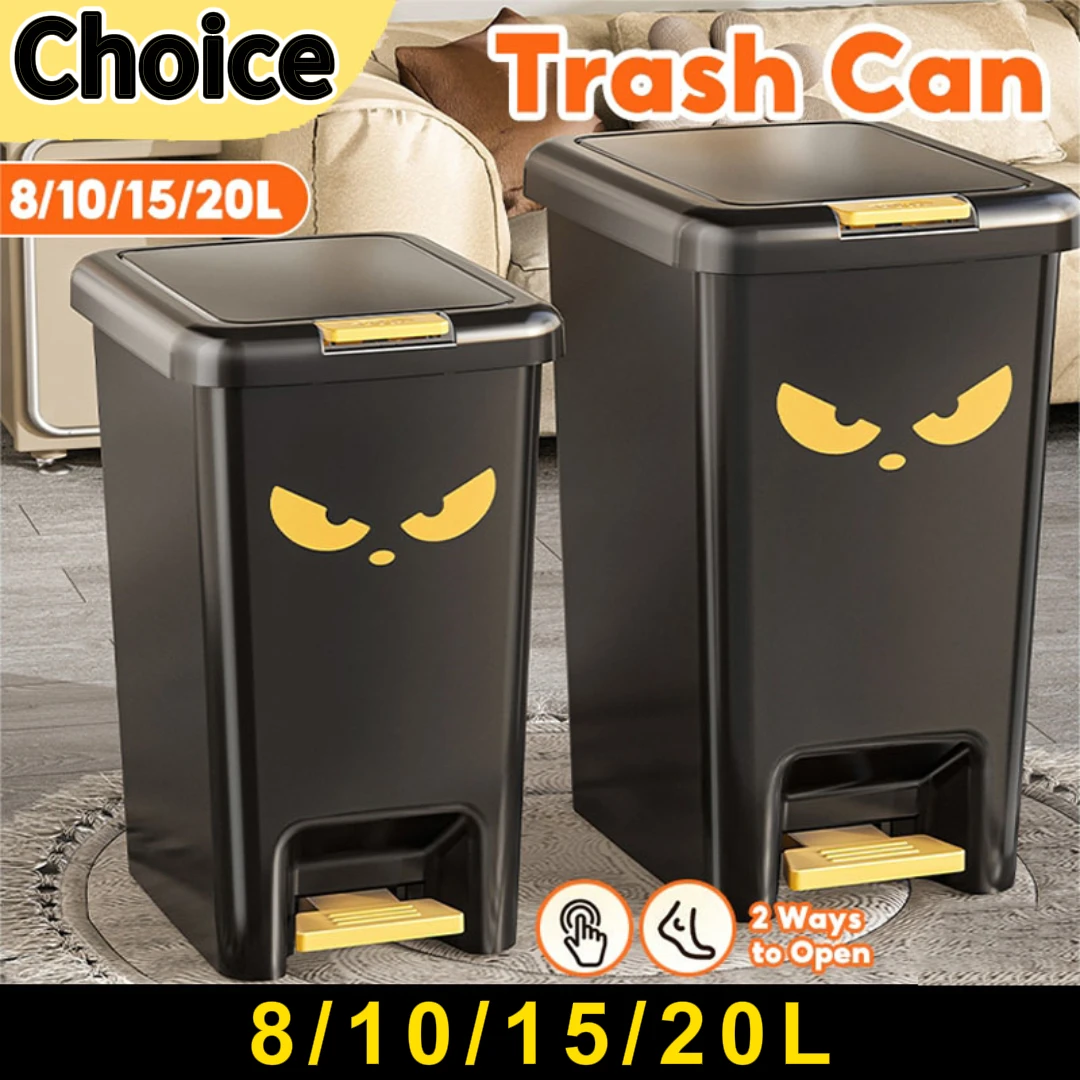 Black Trash Can With Foot Pedal Press-Type Garbage Bin Aesthetic Trash Bin For Kitchen Bathroom for Toilet,Bedroom,Living Room