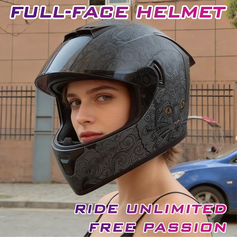 

Ride Unlimited Full Face Helmet Anti-Fog Visor Motorbike Helmet for Street Racing Camping Travel