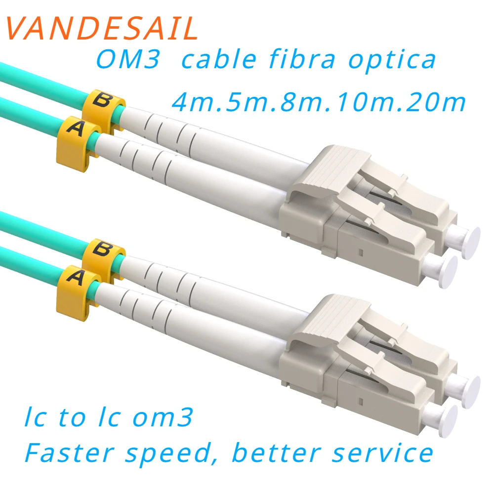 VANDESAIL LC-LC OM3  cable fibra optica 4-20m Duplex OM3 LC Patchcord Internet Multimode LSZH Jacket 10G 3.0mm 5m 8m 10m 15m 20m