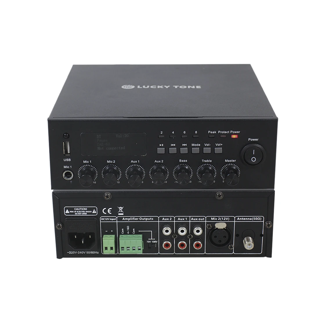 30W Mixer Power Amplifier with USB/ DAB Tuner/ Blue-tooth and 12VDC Back Up Battery Input