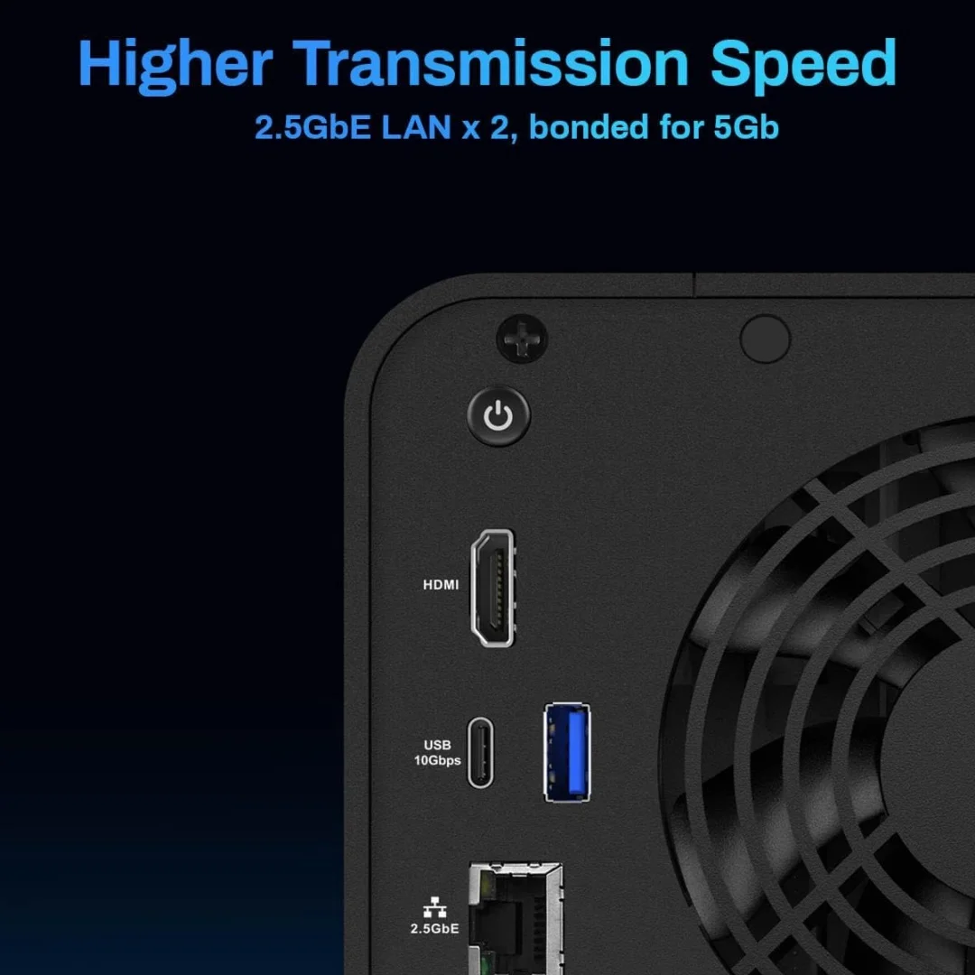 الأصلي TERRAMASTER F6-424 NAS Storage 6bay 8GB DDR5 RAM، منافذ مزدوجة 2.5GbE شبكة التخزين المرفقة (بدون قرص)