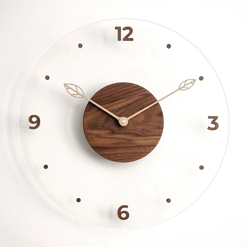 

clock creative Nordic clock simple solid wood acrylic glass clock wall clock living room home wall clock decorative clock