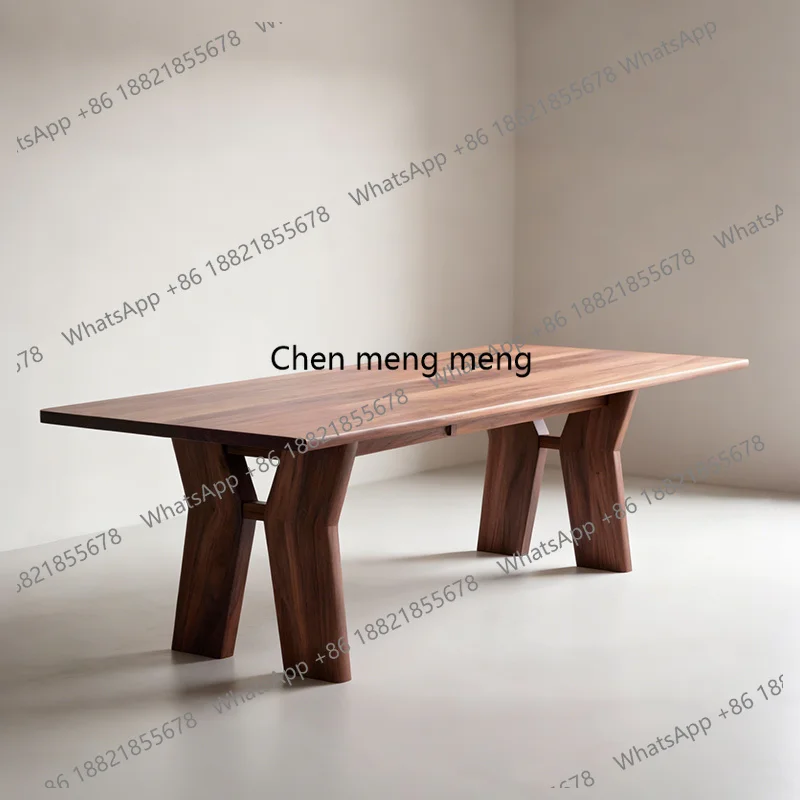 

Solid Wood Dining Table Home High-End Black Walnut Rectangular Dining Table Designer Style Dining Table Living Room New Model
