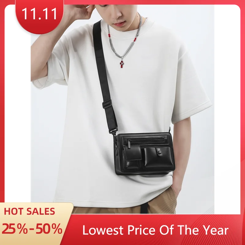 2024 New Men's Envelope Handbag Simple Leather Shoulder Bags For Women Phone Holder Bags Street Cool Boy and Girls Korea Style