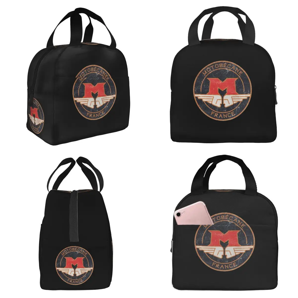 Motobecane Retro Badge Insulated Lunch Bag for Women Office Cooler Thermal Food Box Tote Portable Lunch Boxes Container